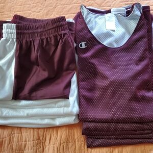 Champion 12 Piece lot shorts tanks double layer nylon mesh plum white Size L